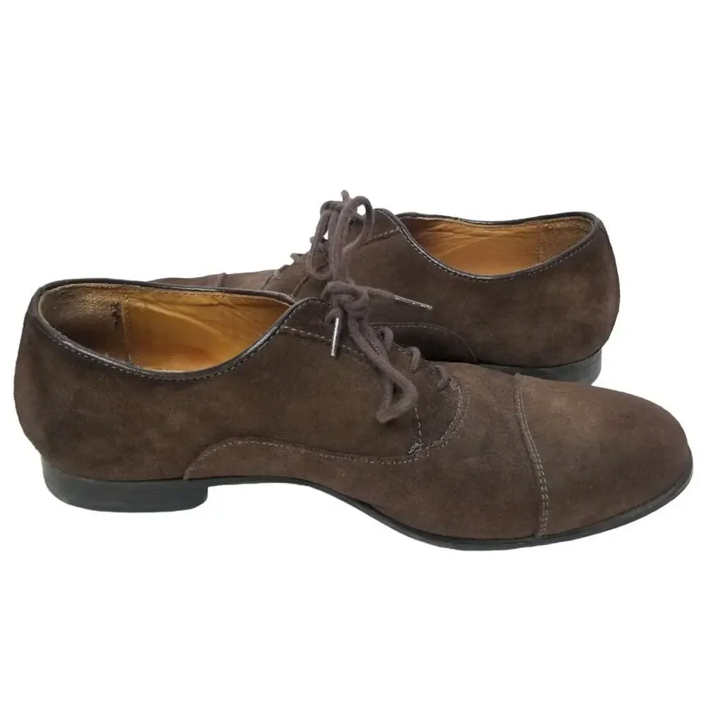 Zara Mens Brown Leather Oxford Dress Shoes Size 8 (41EU) Career Corp Wedding